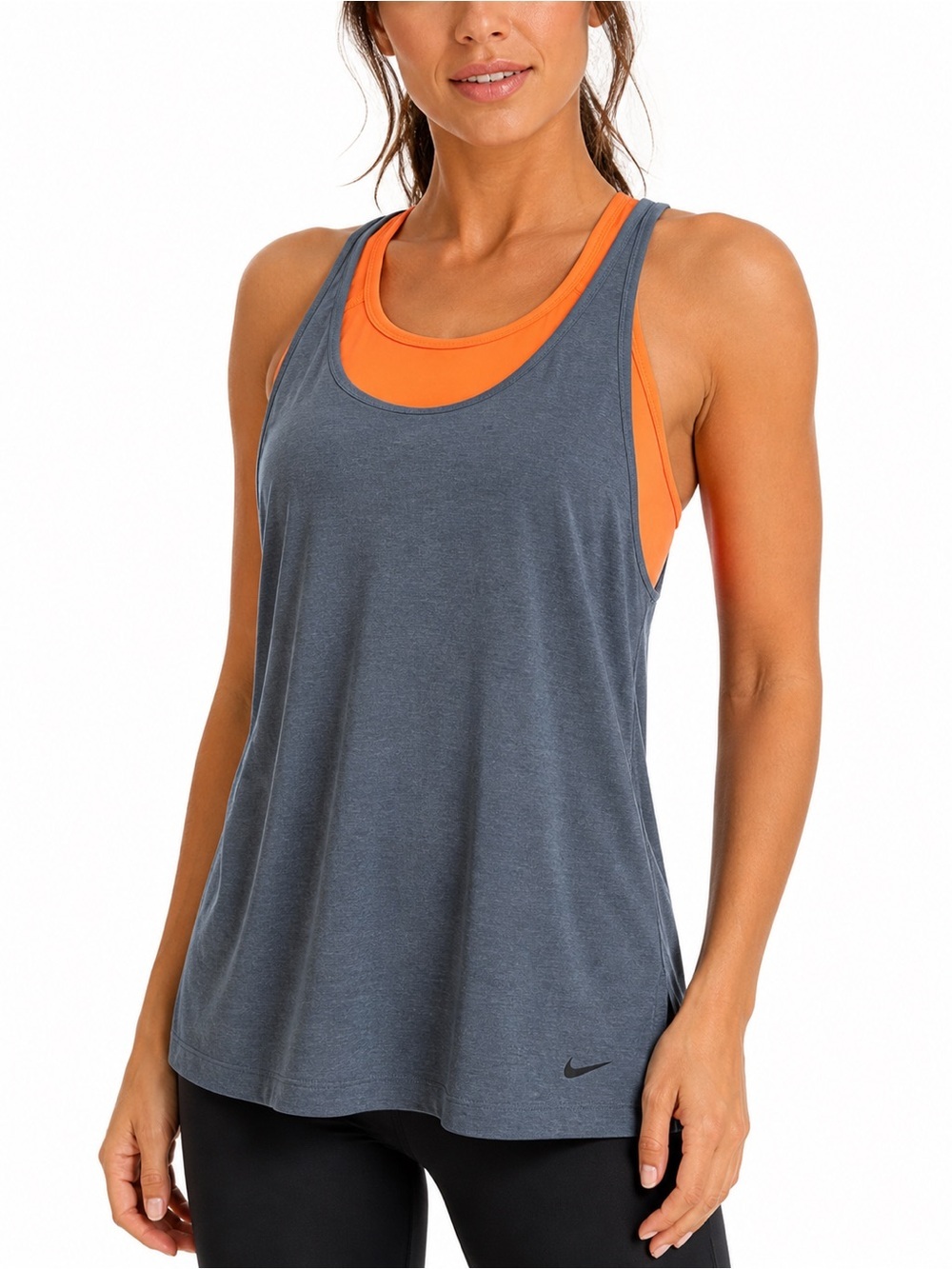 Nike Gray Dri-FIT Racerback Tank Built-In Sports Bra Athletic Workout Top Small
